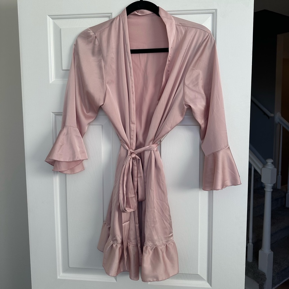Pink silk robe